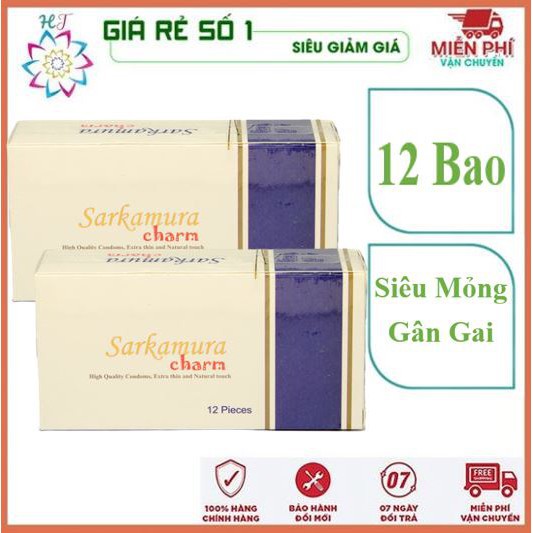 [Rẻ Vô Địch] Bao cao su Sarkamura hộp 12 cái- BCS Siêu Mỏng-Tăng Khoái Cảm-Cảm Giác✔️