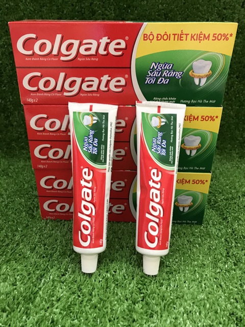 KEM ĐÁNH RĂNG COLGATE NGỪA SÂU RĂNG HỘP 2 CÂY