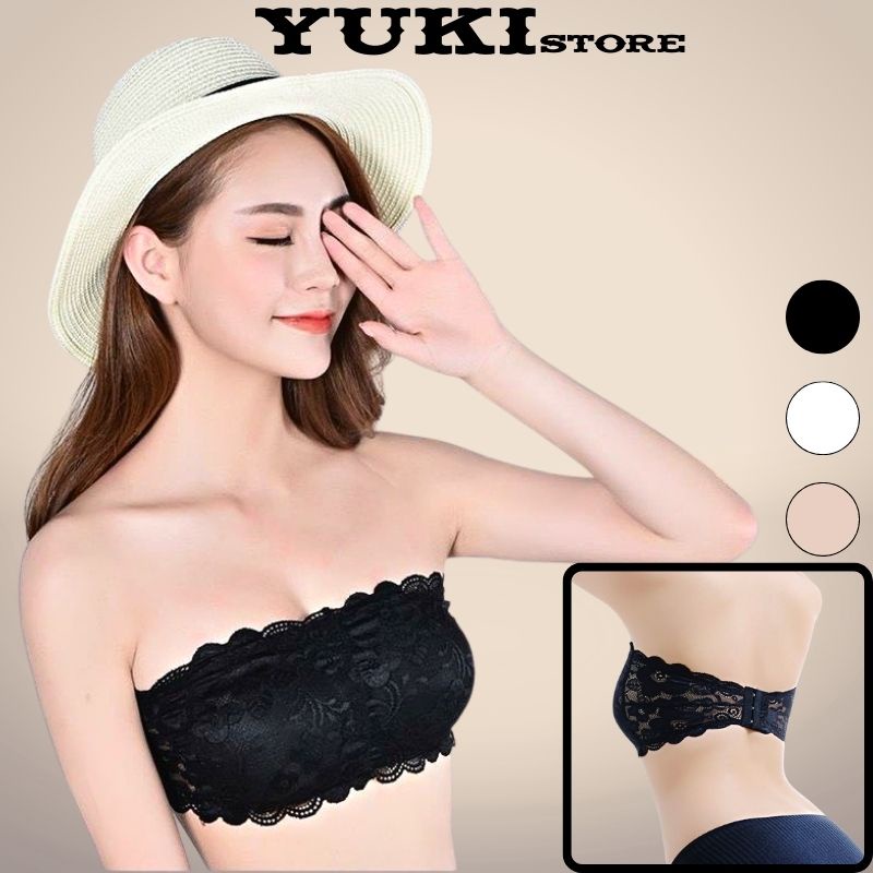 Áo Bra Ren Cúp Ngang Không Dây Có Lót Ngực YUKI STORE 088