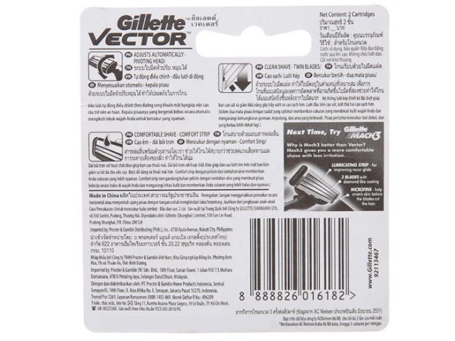 Vỉ 2 lưỡi do cạo râu kép Gillette Vector