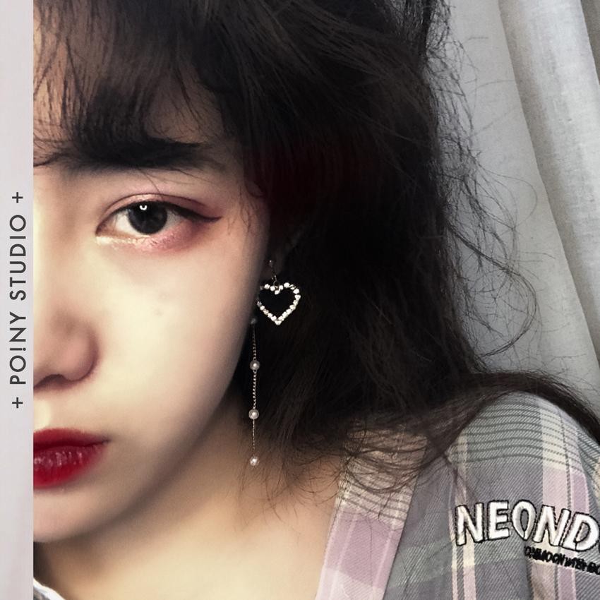 Khuyên tai tam giác trái tim phong cách Hàn Quốc thời trang cá tính bông tai hàn quốc dễ thương