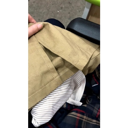 Set váy yếm suông kaki nâu nhạt cho nữ mùa thu