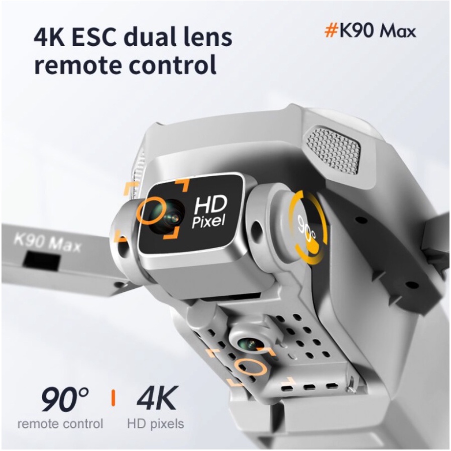 Có Video Mô Tả  Flycam K90 Max Cảm Biến Chống Va Chạm Bay 25 Phút, Bay Cao Xa 1500m, Camera 4k Chống Rung, Định Vị GPS