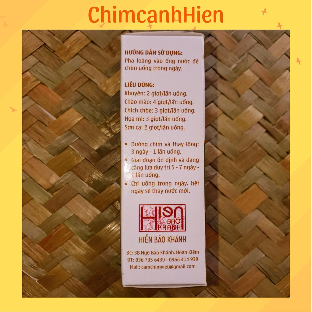 Nước bổ chim cảnh HIỂN BẢO KHÁNH VITAHBK - 10ml