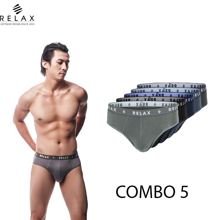 Combo 5 Quần sịp nam, Quần lót nam thun cotton RELAX RLU018, sịp thông hơi thoáng mát, Quần lót cho nam và nữ