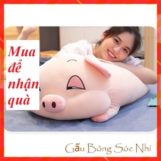 Gấu Bông Heo Ngủ ⚡ FREESHIP ⚡ Gấu Bông Heo Bông Ngủ Cao Cấp 75cm