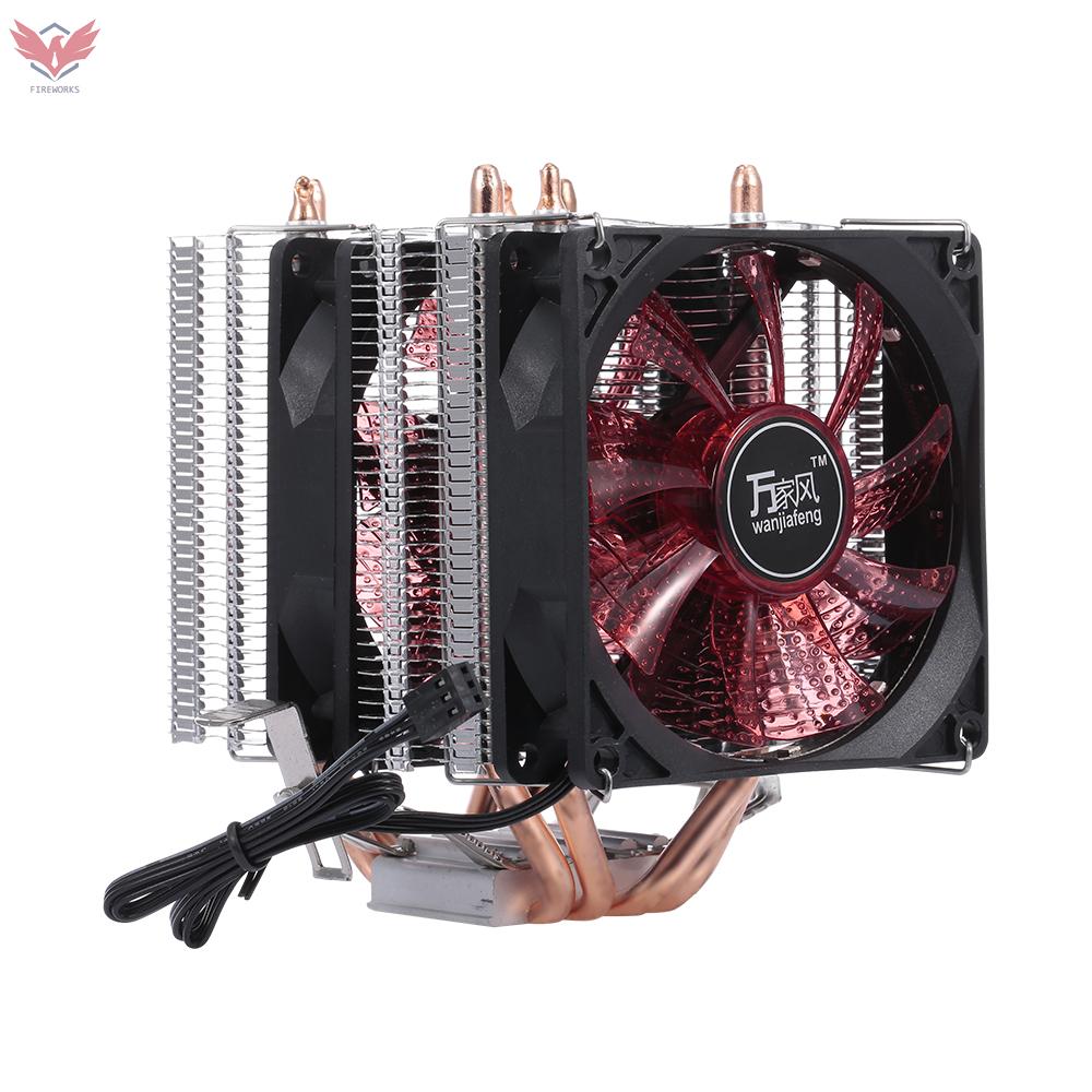 Fire CPU Cooler Fan Heatsink 4 Heatpipe 2 Fans Quiet Heatsink Radiator Support 775/115x/AMD