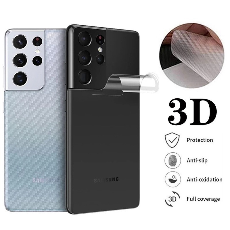 Miếng Dán Bảo Vệ Mặt Lưng Bằng Sợi Carbon 3D Chống Trầy Chống Dấu Vân Tay Cho Samsung Galaxy S22 S22Plus Ultra