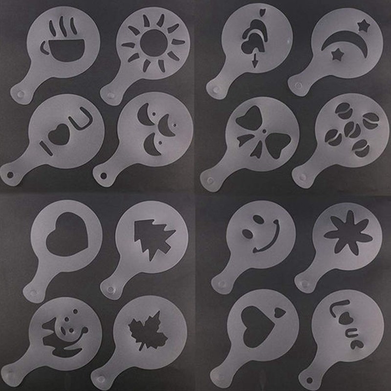 32Pcs/Set Coffee Stencils Drawing Die Tools Model for Coffeeware