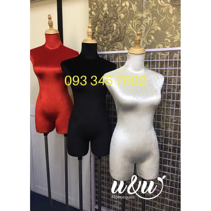 Manocanh nhung chân gỗ size s