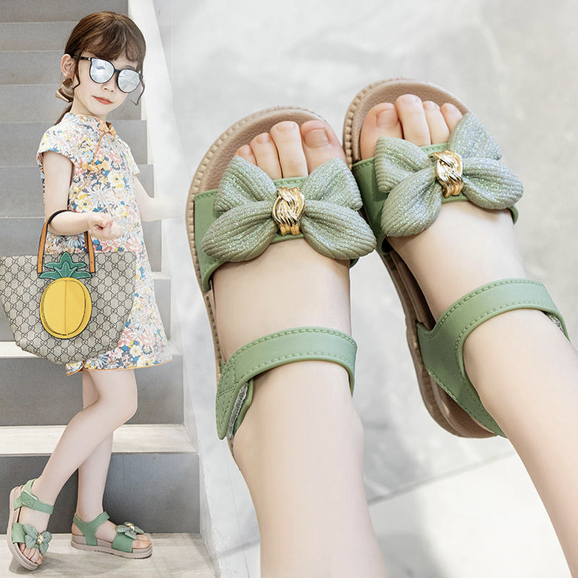⚡COD⚡sandal bé gái Giày công chúa đính nơ đế mềm mại thiết kế hở ngón thời trang đi biển cho bé gái- Sandal bé Gái