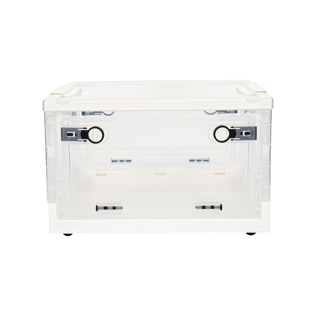 HomeBase STACKO Thùng đựng đồ bằng nhựa có thể gấp có bánh xe INE W40.5xD30xH24 cm màu trắng