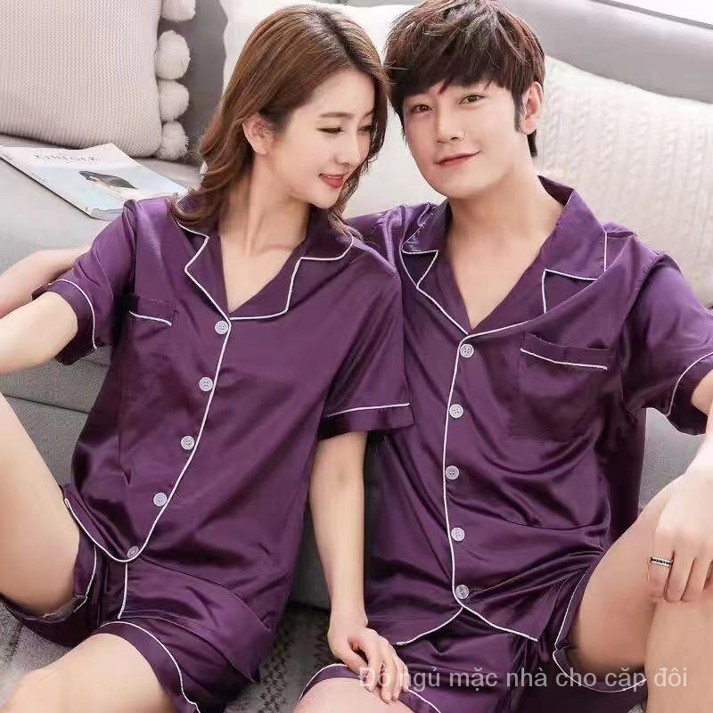 Bộ đồ ngủ chất lụa mát họa tiết hoạt hình đáng yêu cho nam nữ