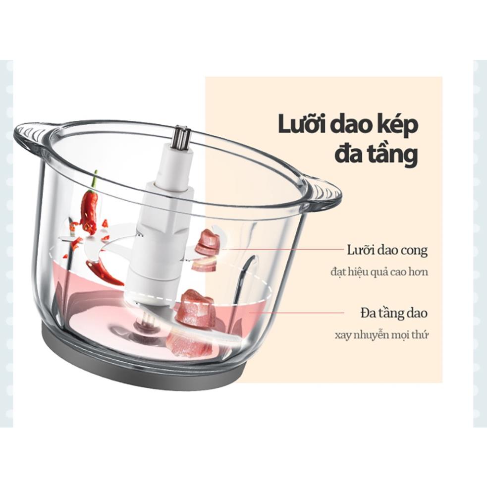 Máy Xay Thực Phẩm Xay Thịt Rau Củ Quả Tỏi Ớt Ngũ Cốc Cà Phê Đa Năng Cao Cấp Bear QSJ-B03Y7, cối xay giò chả,BH 12 tháng