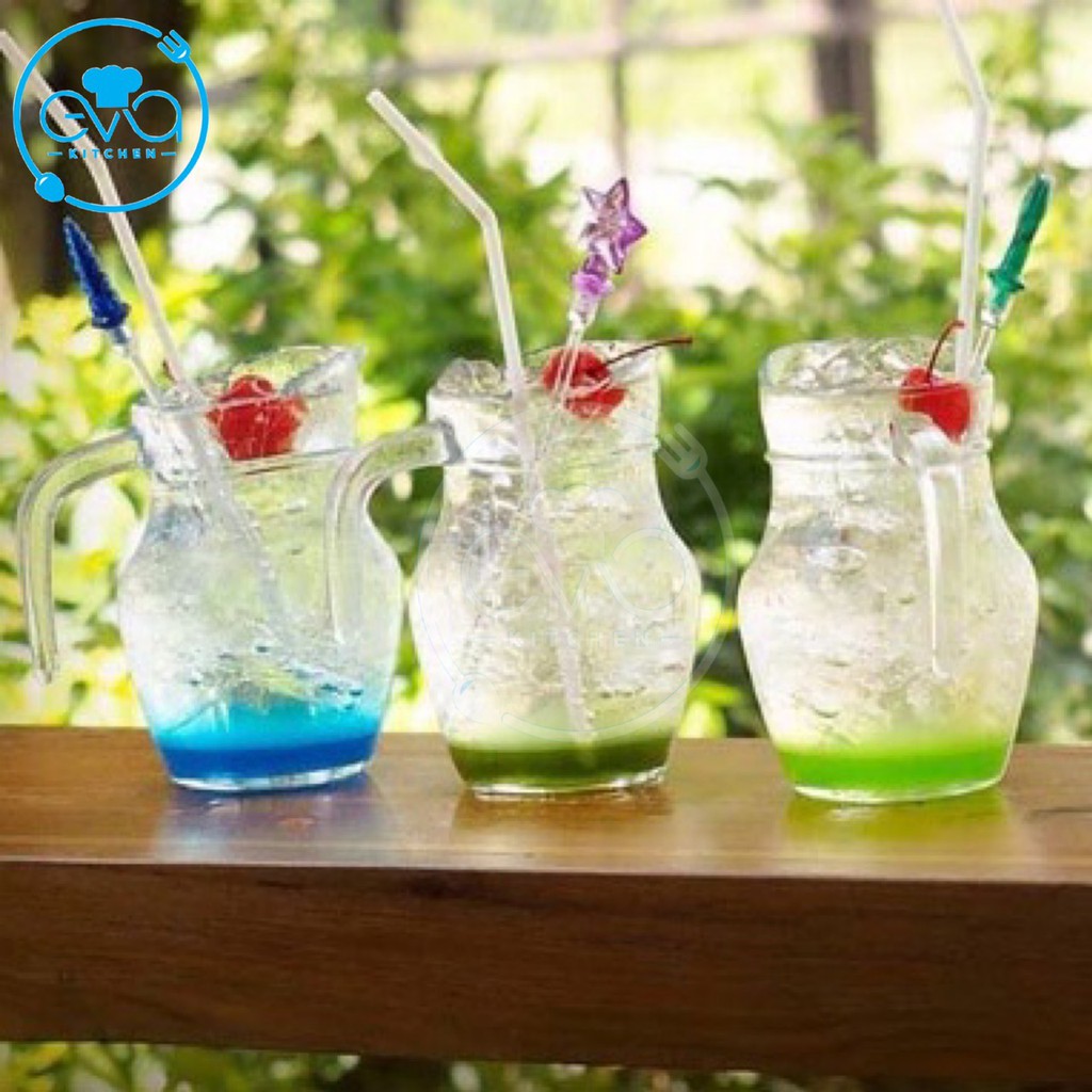 Bộ 4 Ly Thuỷ Tinh Có Quai Miệng Rót Uống Trà Sữa 600 Ml M2954