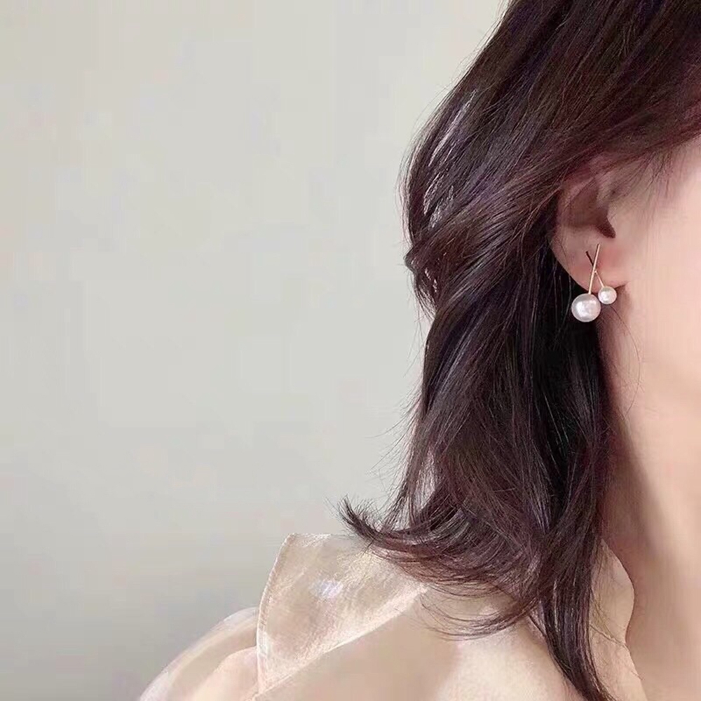 Hoa tai dáng dài đính ngọc trai nhân tạo thời trang