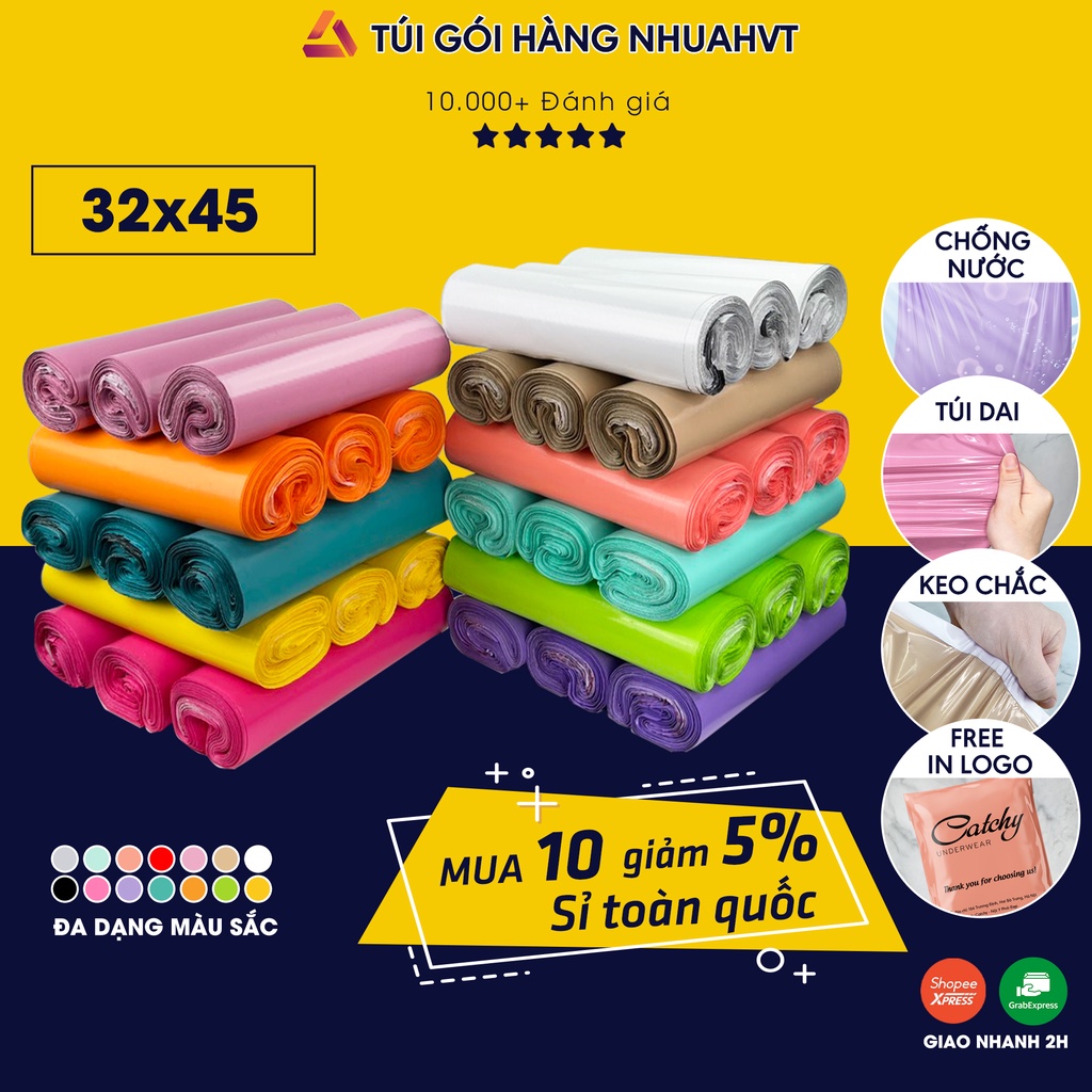 [Mã SKAMFMW146 giảm 8% đơn 500K] Túi gói hàng niêm phong NHUAHVT size 32*45cm cuộn 100 cái