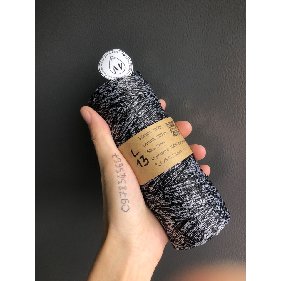 Dệt lõi xám THHX, cỡ sợi 2mm (bảng 3/3 màu loang)