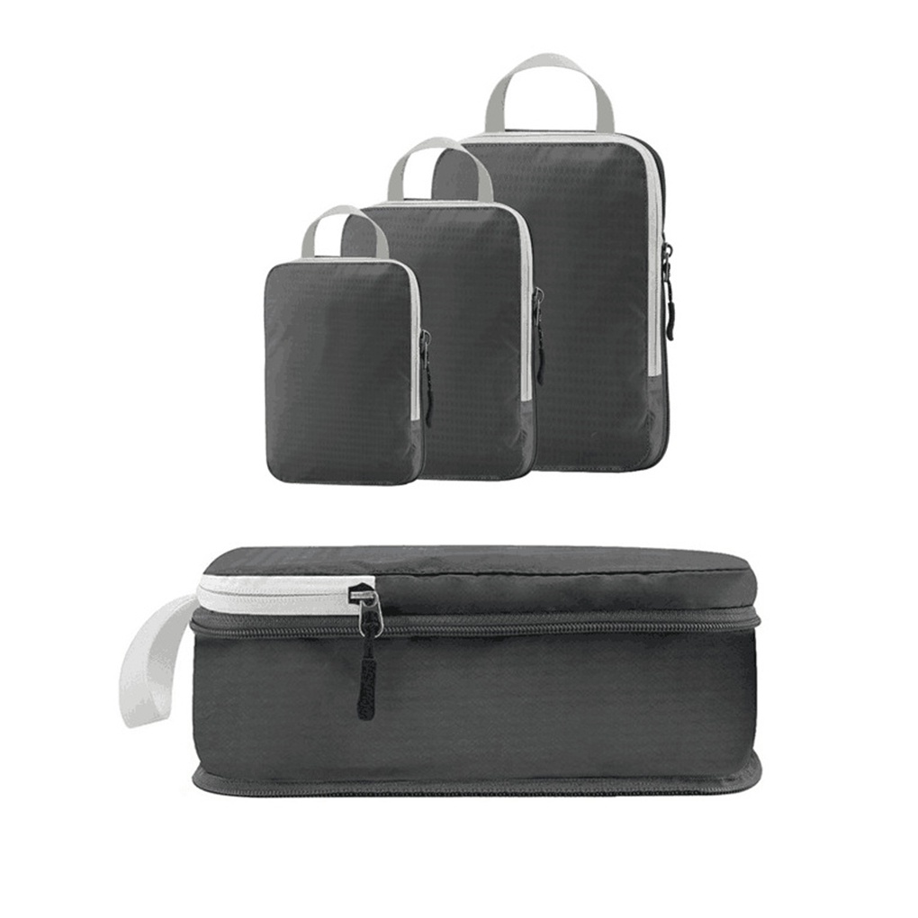 3 Pieces Packing Cubes Set Travel Luggage Packing Organizer Travel Compression Suitcase Bags - Black