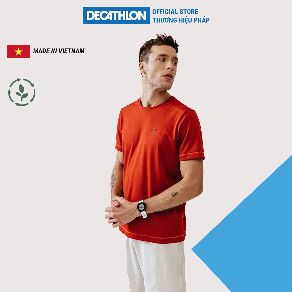 Áo thun nam DECATHLON run dry chuyên chạy bộ, nhanh khô - đỏ gạch