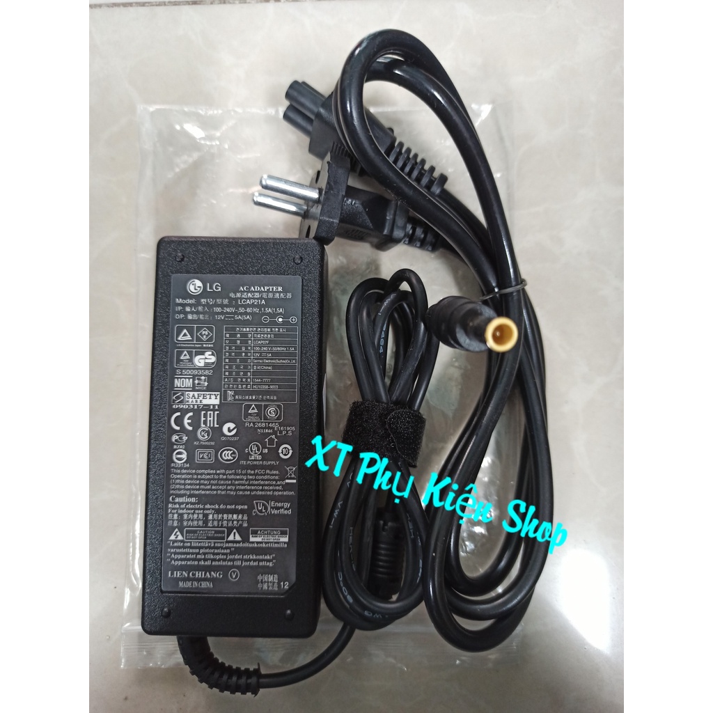 Nguồn Adapter màn hình SAMSUNG LG 12V-5A Kèm dây nguồn