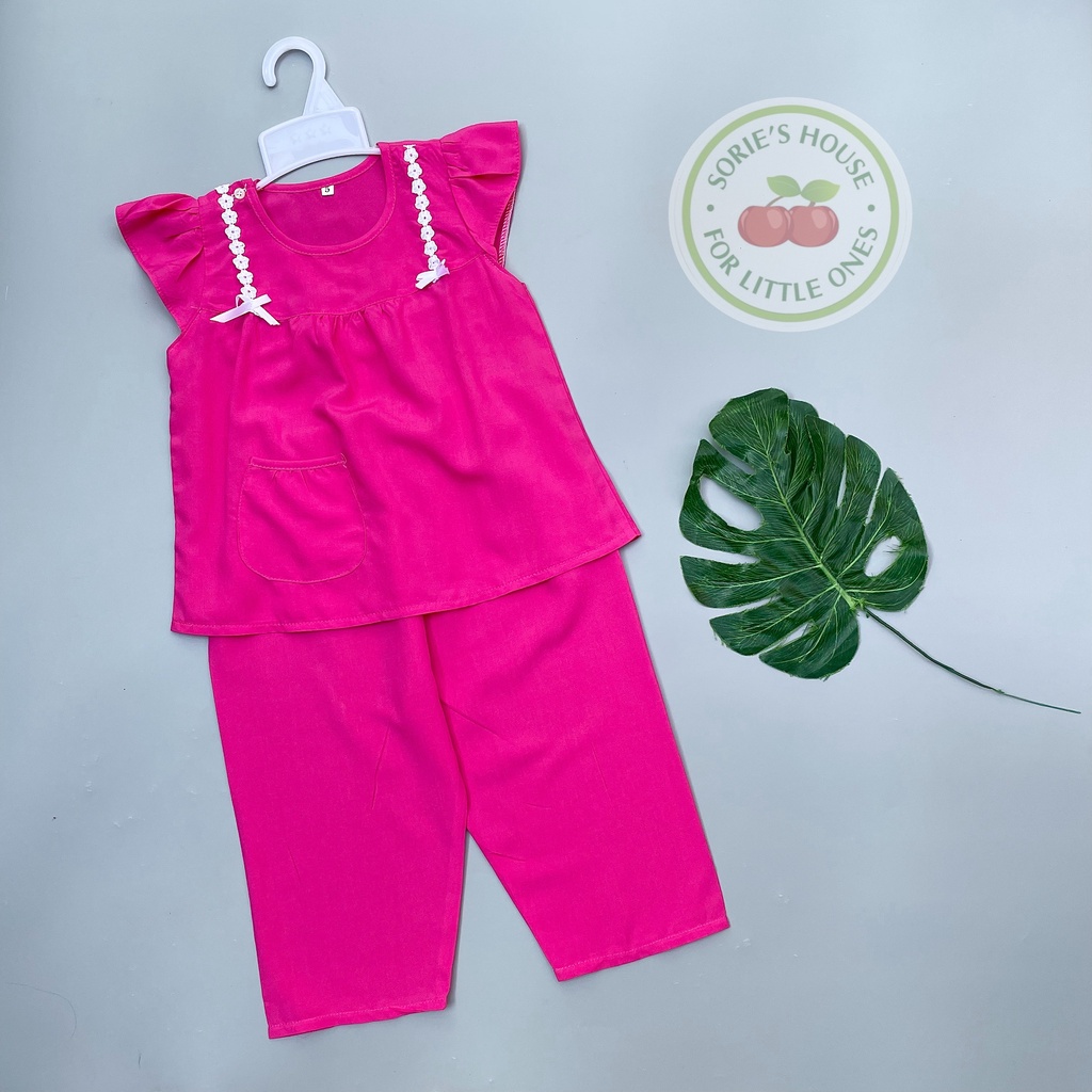 [Ảnh thật][9-29kg] Bộ tole lanh ÁO TAY NGẮN QUẦN DÀI bé gái