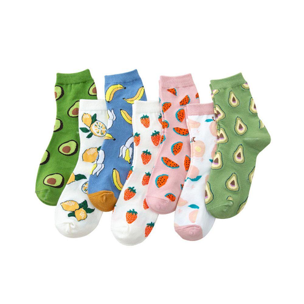 1 Đôi Vớ Bằng Cotton Thoáng Khí In Họa Tiết Trái Cây Hoạt Hình Phong Cách Nhật Bản Harajuku Thời Trang Cho Nữ