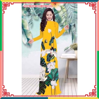 Ào dài truyền thống🌸FREESHIP🌸 Áo dài lụa in hoa họa tiết siêu xinh