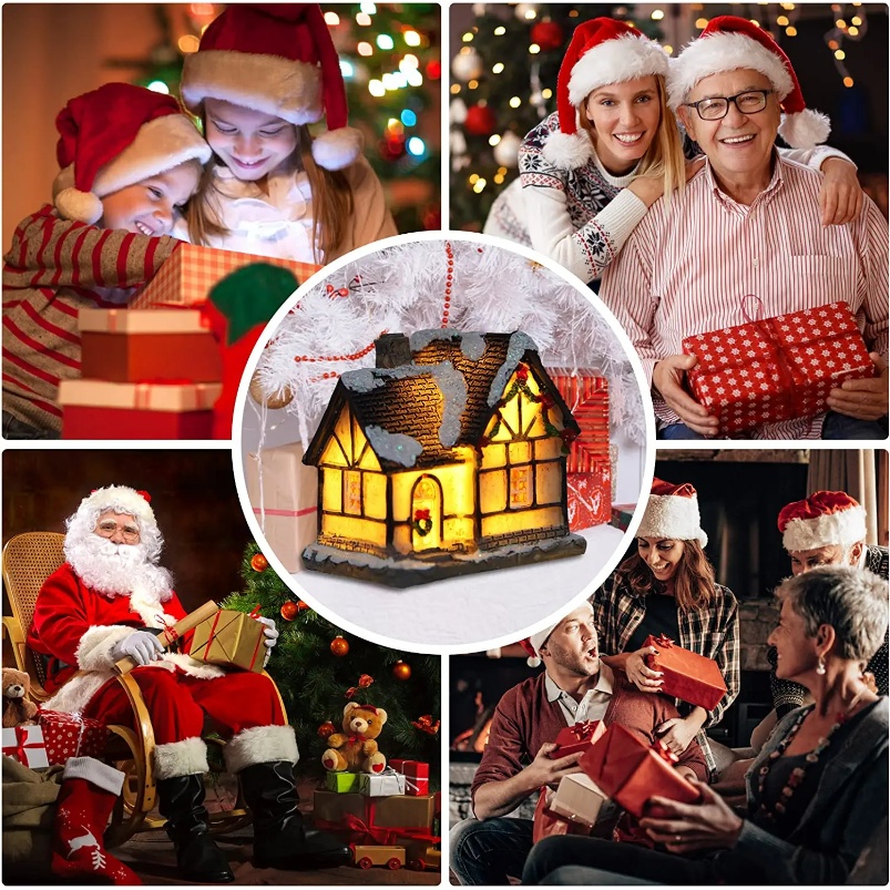 Ngôi Nhà Nhỏ Tinh Tế Có Đèn LED Phát Sáng Trang Trí Giáng Sinh