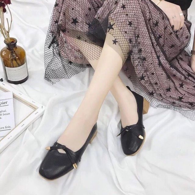 Giày búp bê công chúa nơ ngang đế 3 phân