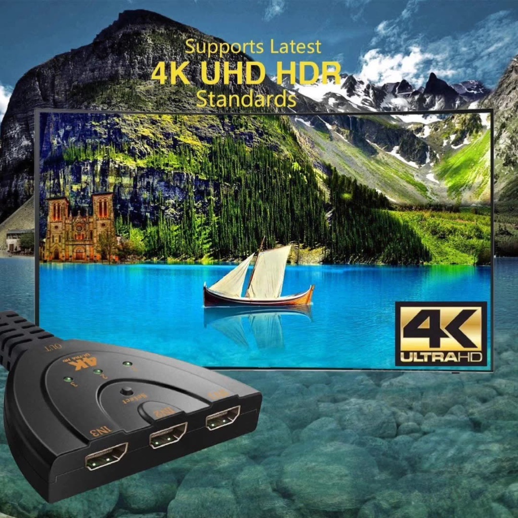 Bộ Chia Cổng Hdmi 3 Trong 1 Với Cáp Đuôi Heo Hỗ Trợ 4K 2K 1080P Video Audio Outpu Cho PC TV