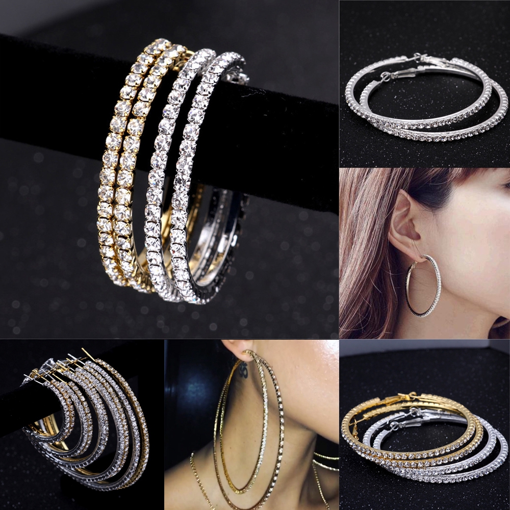 Bông tai hợp kim dạng vòng bản to thiết kế cá tính