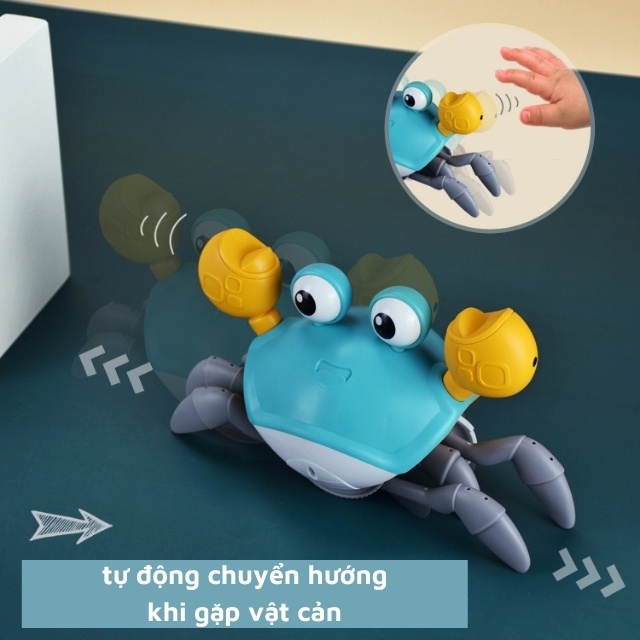 Đồ chơi con cua cho bé cảm biến thông minh tự tránh các chướng ngại vật, có đèn và nhạc