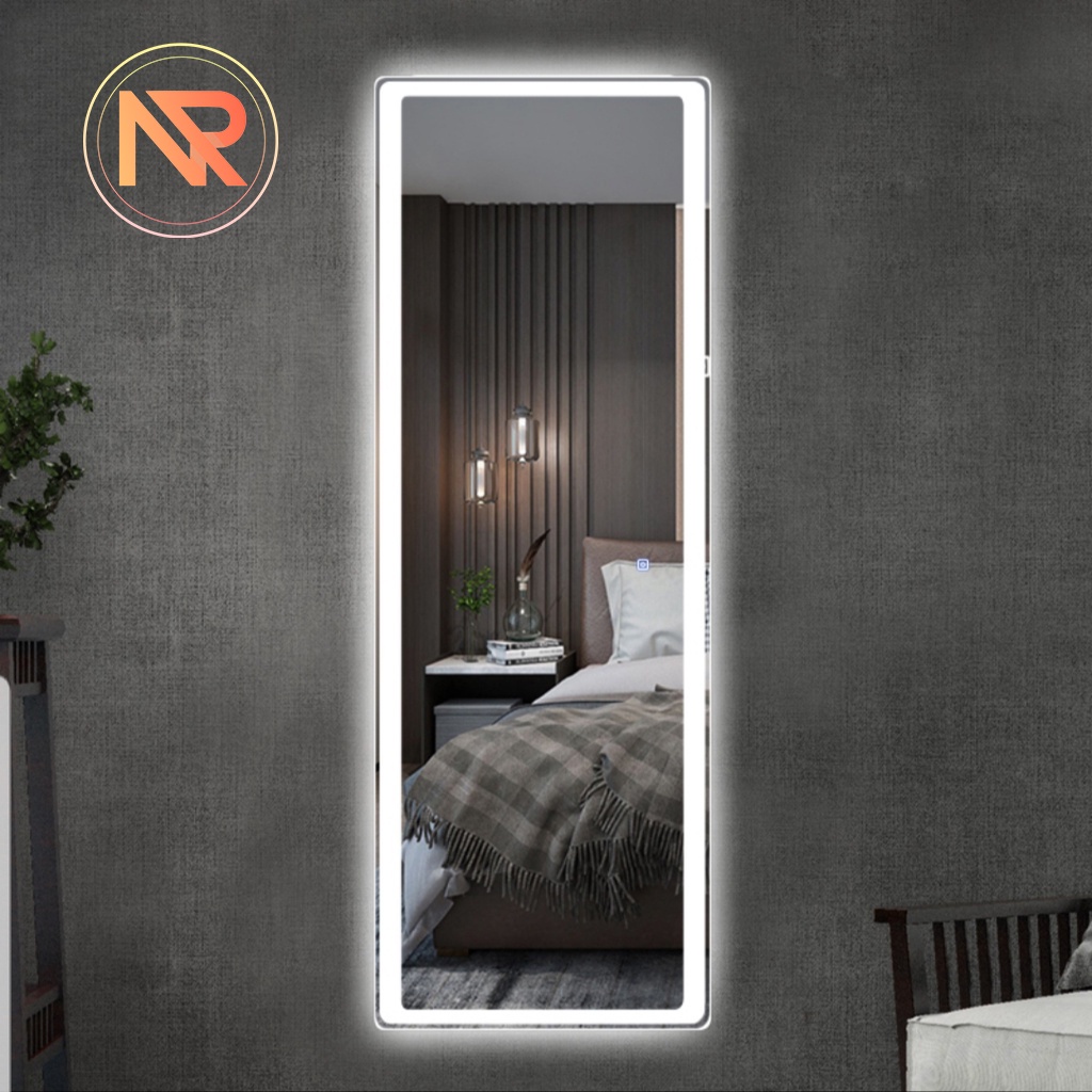 Gương Toàn Thân Hình Chữ Nhật Hình Vòm,Treo Tường Led Cảm Ứng 40x110cm Cao Cấp Có Chân Tựa Full Phụ Kiện