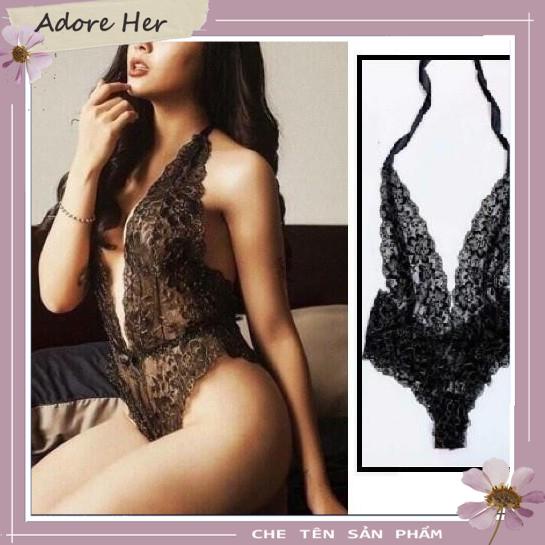 Bộ ngủ bodysuit ren hoa hở lưng gợi cảm - BDS700  - ADORE HER