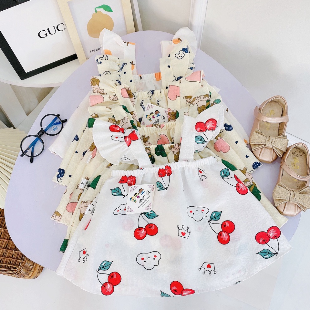 XẢ HÀNG Bộ hai dây cánh tiên mùa hè bé gái, Bộ áo 2 dây kèm quần chip xốp bé gái