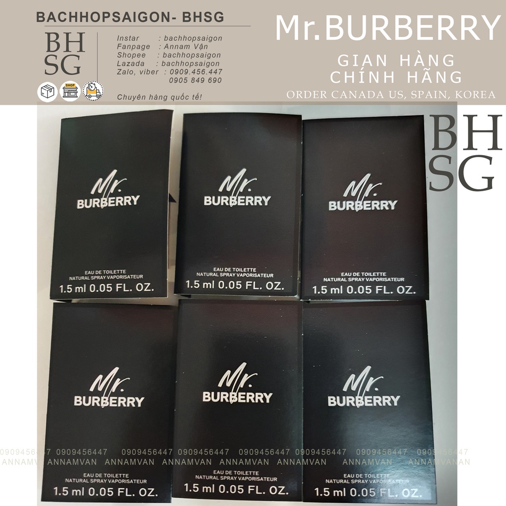 Nước Hoa Nam Burberry Mr Burberry Eau De Toilette 1.5ml- travel