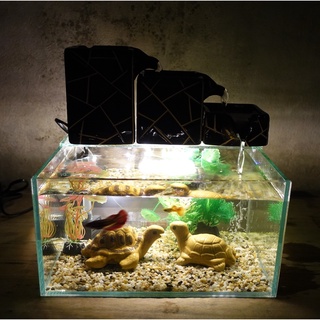 Bể cá mini kết hợp Thác nước phong thủy, dùng bơm chìm 4W kèm đèn led đom đóm