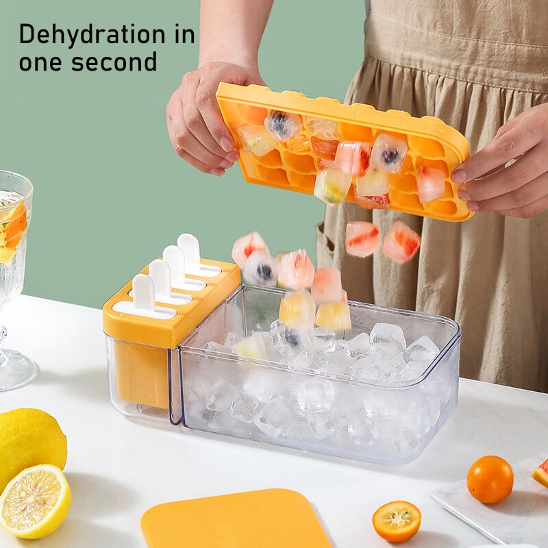 ONLY HOUSE Khuôn Làm Kem 24 Ngăn Hai Trong Một Sức Chứa Lớn Kèm Nắp Đậy DIY