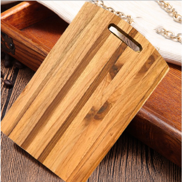 Thớt gỗ teak hình chữ nhật có rãnh có lỗ 38 x 27 CM - Wood Cutting Boards Hàng Xuất Khẩu Châu Âu