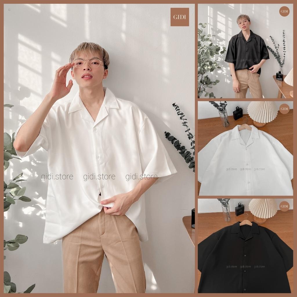 Áo Sơ mi cổ VEST - Nam Nữ Unisex form rộngmàu TRẮNG/ ĐEN (Ảnh thật 100%)