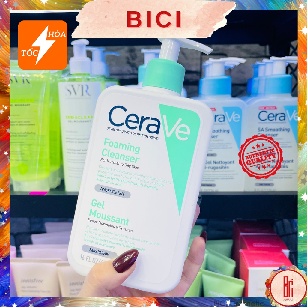Sữa Rửa Mặt CeraVe Foaming Facial Cleanser Dành Cho Da Dầu, Hỗn Hợp - 473ml