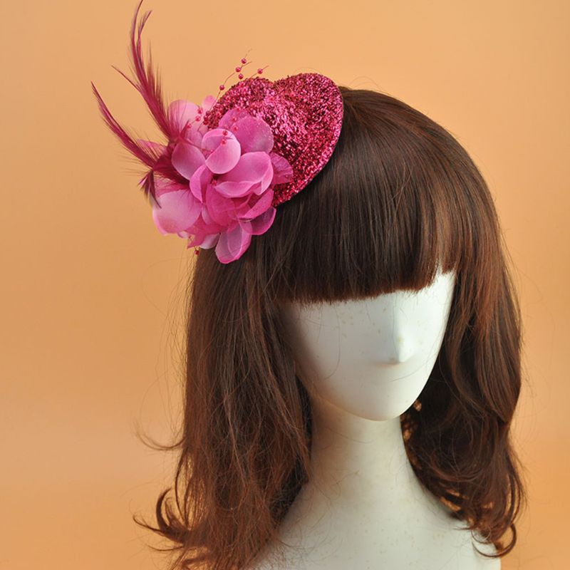 Flgo Nón Len Đính Hoa Và Lông Vũ Lấp Lánh 10cm Cho Nữ