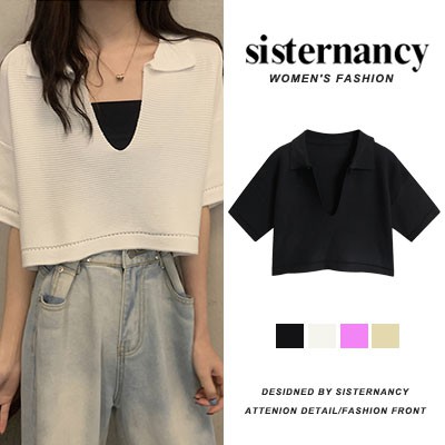 COZOK áo thun nữ bộ hè áo croptop áo phông áo nữ Áo Dệt Kim Tay Ngắn Thiết Kế Đơn Giản Trẻ Trung Cho Bạn Gái
