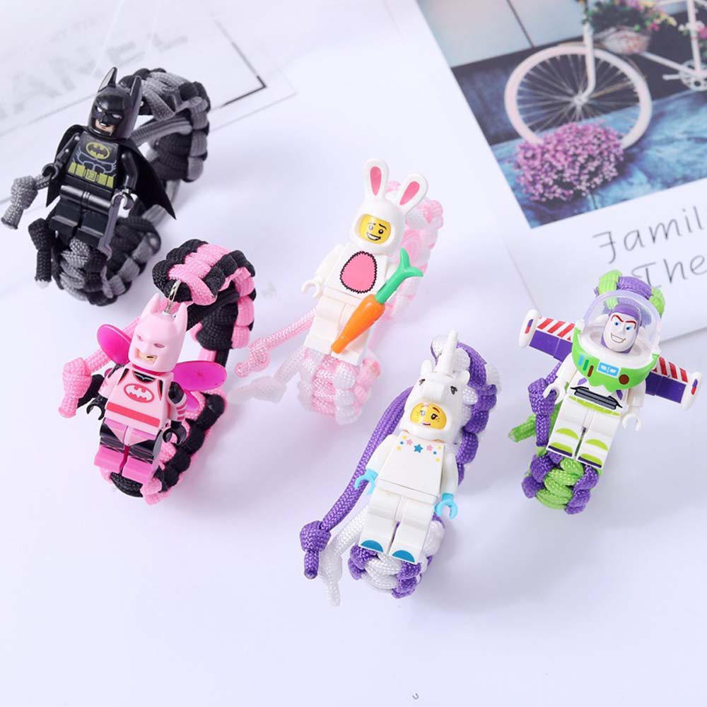 Vòng tay dây rút mặt hình khối Lego bằng acrylic có thể điều chỉnh cho cặp đôi