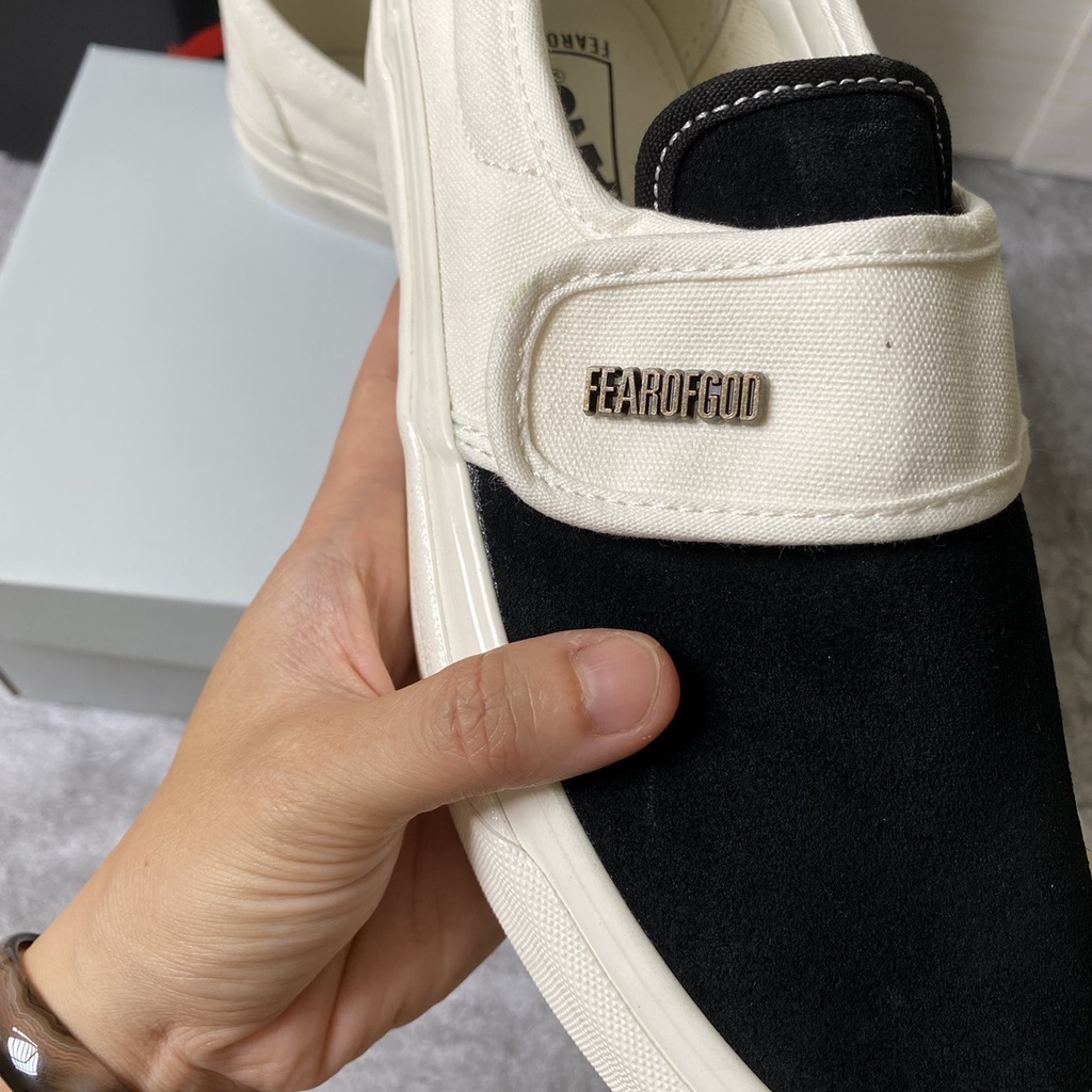 [ẢNH THẬT + FULL BOX]GIÀY VANS _FEAR _OF _GOF FOG SLIPON TRẮNG ĐEN MỚI NHẤT 2022