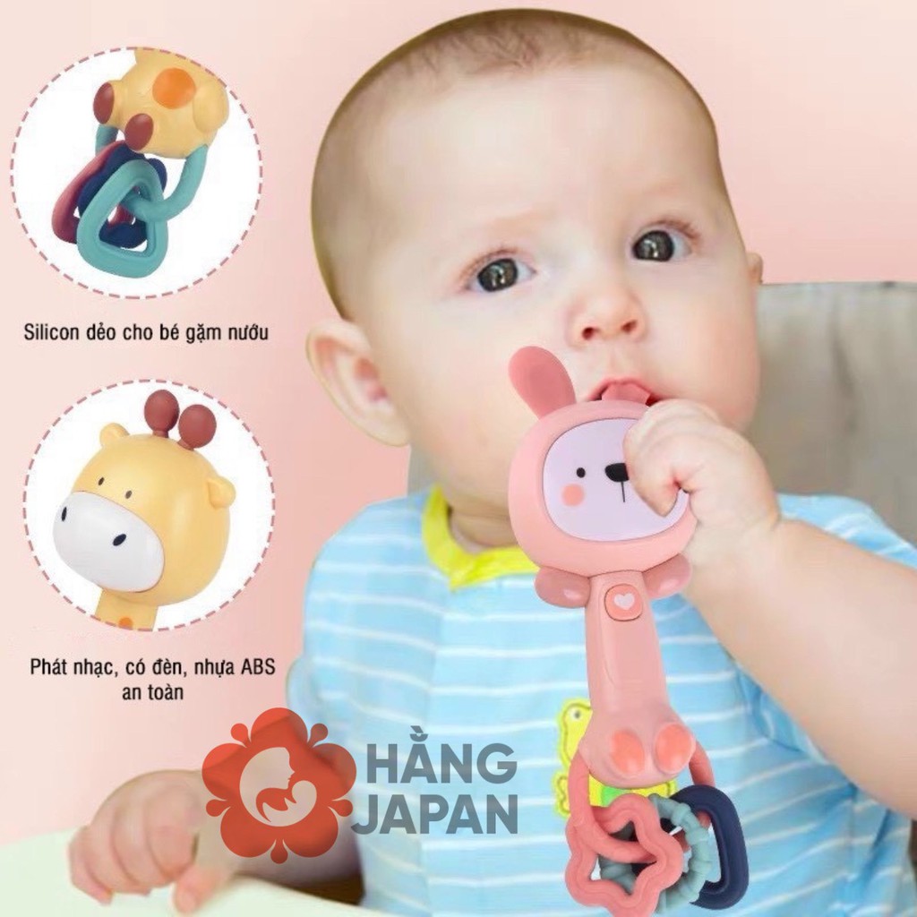 Xúc xắc đồ chơi cầm tay BabyTry hươu vàng 10x22 cm phát nhạc tự động cho bé từ 18M
