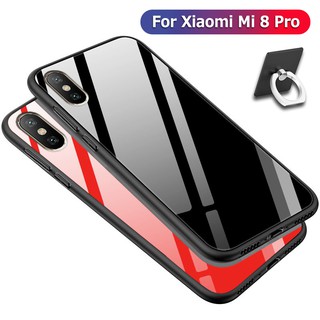 Ốp Điện Thoại Nhựa Cứng Khung Viền Tpu Mặt Kính Cường Lực Chống Trầy Xước Cho Xiaomi Mi 8 Pro
