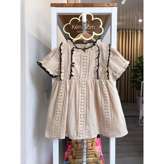 Váy zara ren thêu màu trắng sữa