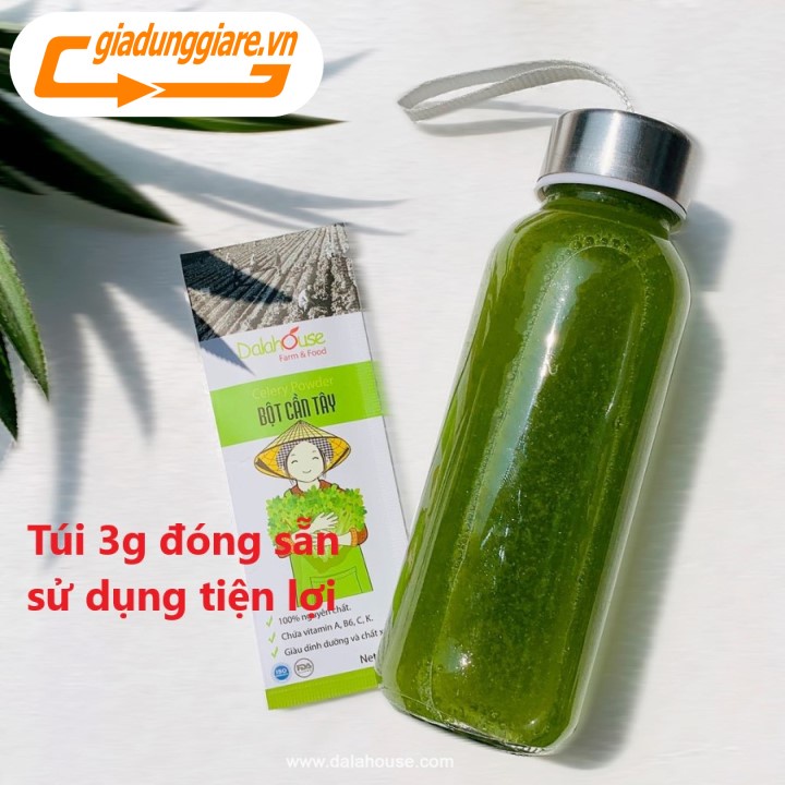 BỘT CẦN TÂY hưu cơ DALAHOUSE (Hộp 60g gồm 20 gói 3g) Thải độc cơ thể dễ dàng với CẦN TÂY tự nhiên - giadunggiare.vn